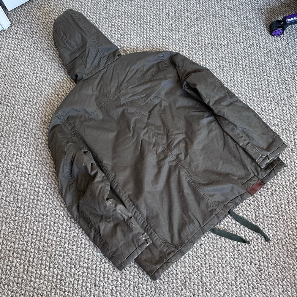 Timberland Waxed Canvas Hooded Jacket Brown Olive Men’s 2XL - Picture 5 of 11